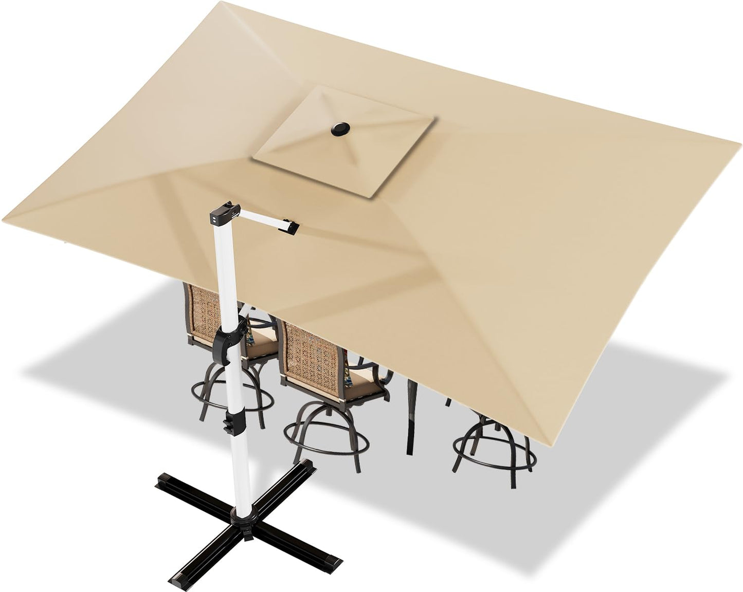 Saulessargs balkonam Devoko 300x400x260 cm alumīnija sānu saulessargs ar pārvalku, dubultais jumts, ūdensatgrūdošs dārza saulessargs ar kloķi, UV50+, 360° rotācija, bēšs