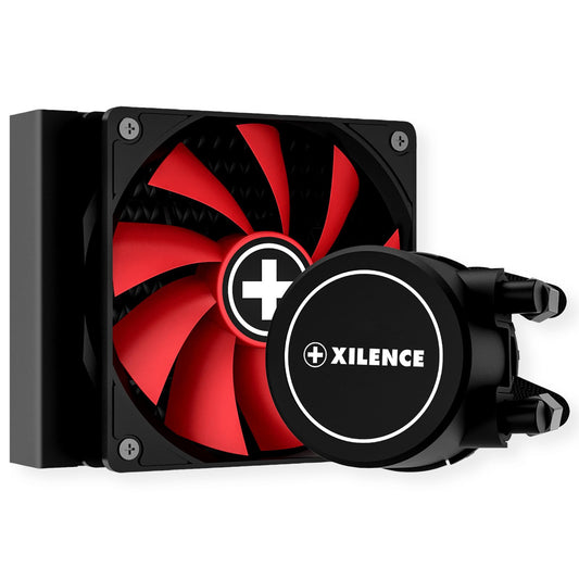 Xilence LQ120 AiO ūdens dzesēšana - 120mm PWM ventilators, AM5/AM4, LGA 1700/2066, 200W TDP, melns, optimāla dzesēšana spēlēm.