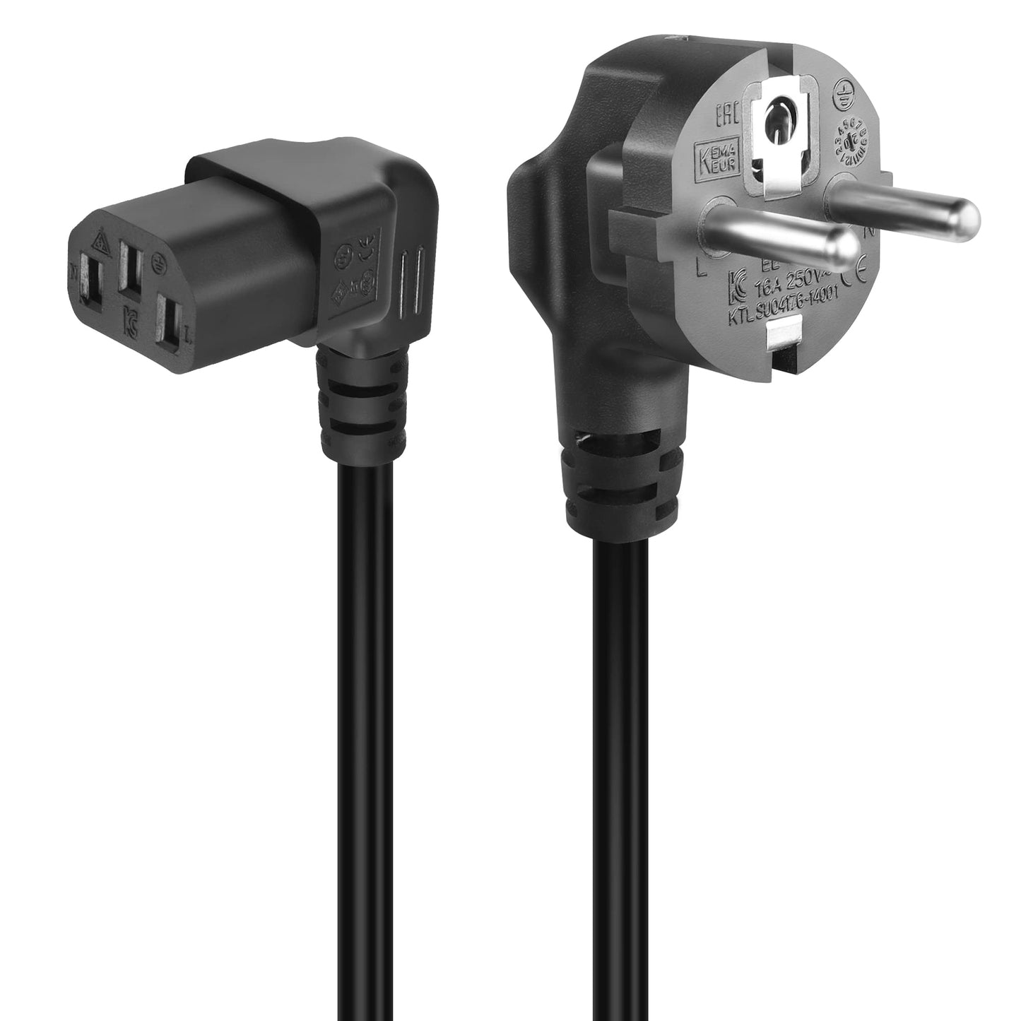 Barošanas kabelis GELRHONR 1.5M, 3 polu, 90° CEE 7/7 uz IEC C13, leņķveida C13 ligzda