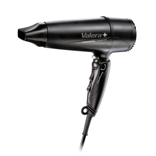 Valera, Šveices gaismas salokāms 5400, profesionāls matu fēns, fēns ar salokāmu rokturi, DC Long-Life motors, 3 temperatūras līmeņi, jonu ģenerators, Super-Flex kabelis, 2000 W, melns