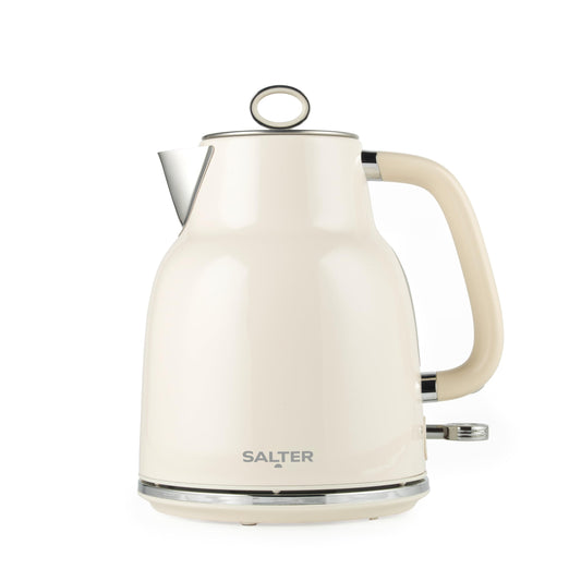 Salter EK5737CRMVDE Retro tējkanna - 3kW ātrā vārīšana, 360° pamatne, kaļķu filtrs, ūdens līmeņa logs, automātiska izslēgšanās, krēma krāsa, 1,7L