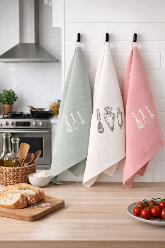 Virtuves dvieļu komplekts textile idea, 3 gab., 50x70 cm, 100% kokvilna, mīksti, ātri žūstoši un uzsūcoši, ideāli kā mājas iesvētību dāvana