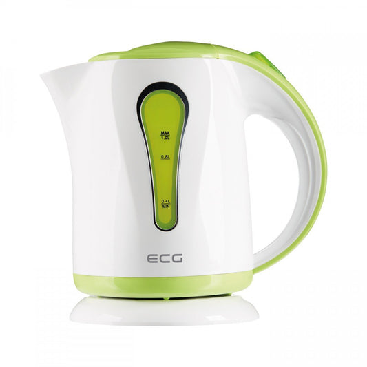 ECG green RK 1022 Electric Kettle - Illuminated water level indicator, BPA-free plastic design, 1.0L capacity, 900-1100W.
