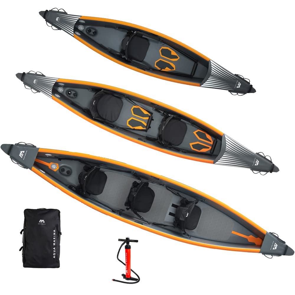 Piepūšams kajaks Aqua Marina Tomahawk AIR-K 14‘5“ komplekts 2 personām, airu laiva, kanoe ar sēdekļiem, pumpi un mugursomu, 440 x 78 cm