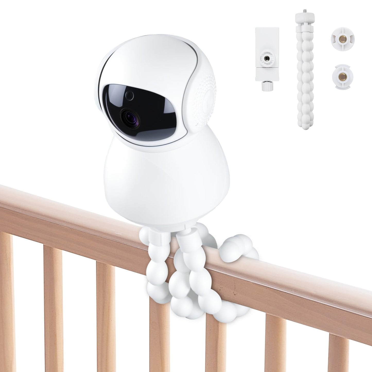 ELUTENG universāls turētājs bērnu monitoram, elastīgs astoņkāja statīvs ar 1/4" vītni un telefona turētāju, saderīgs ar Hello Baby monitoru, bērnu kameras stiprinājums bērnu gultiņai, ratiņiem, rakstāmgaldam