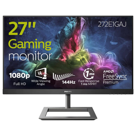 Philips 272E1GAJ - 27" FHD gaming monitor, 144Hz, 1ms response, FreeSync Premium, HDMI, DisplayPort, black