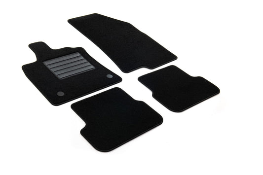 Paklājiņi Hyundai Tucson III no 2015. gada, precīzi pielāgoti, neslīdoši, pastiprināta papēža aizsardzība no gumijas un enkura pogas, melni