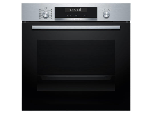 Bosch HBG578BS3 iebūvējamā cepeškrāsns, Serie 6, 60 x 60cm, pirolītiskā pašattīrīšanās, Air Fry funkcija, automātiskās programmas, 3D karstais gaiss, hidrolītiskā tīrīšanas palīdzība, Soft Close, LCD displejs, nerūsējošais tērauds