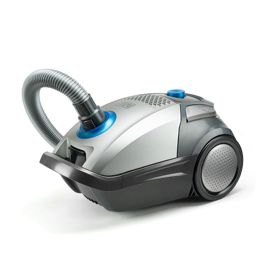 BLACK+DECKER BXVMB700E putekļsūcējs - 700 W jauda, 4 litru maisiņš, pelēks dizains, efektīva putekļu uzsūkšana.
