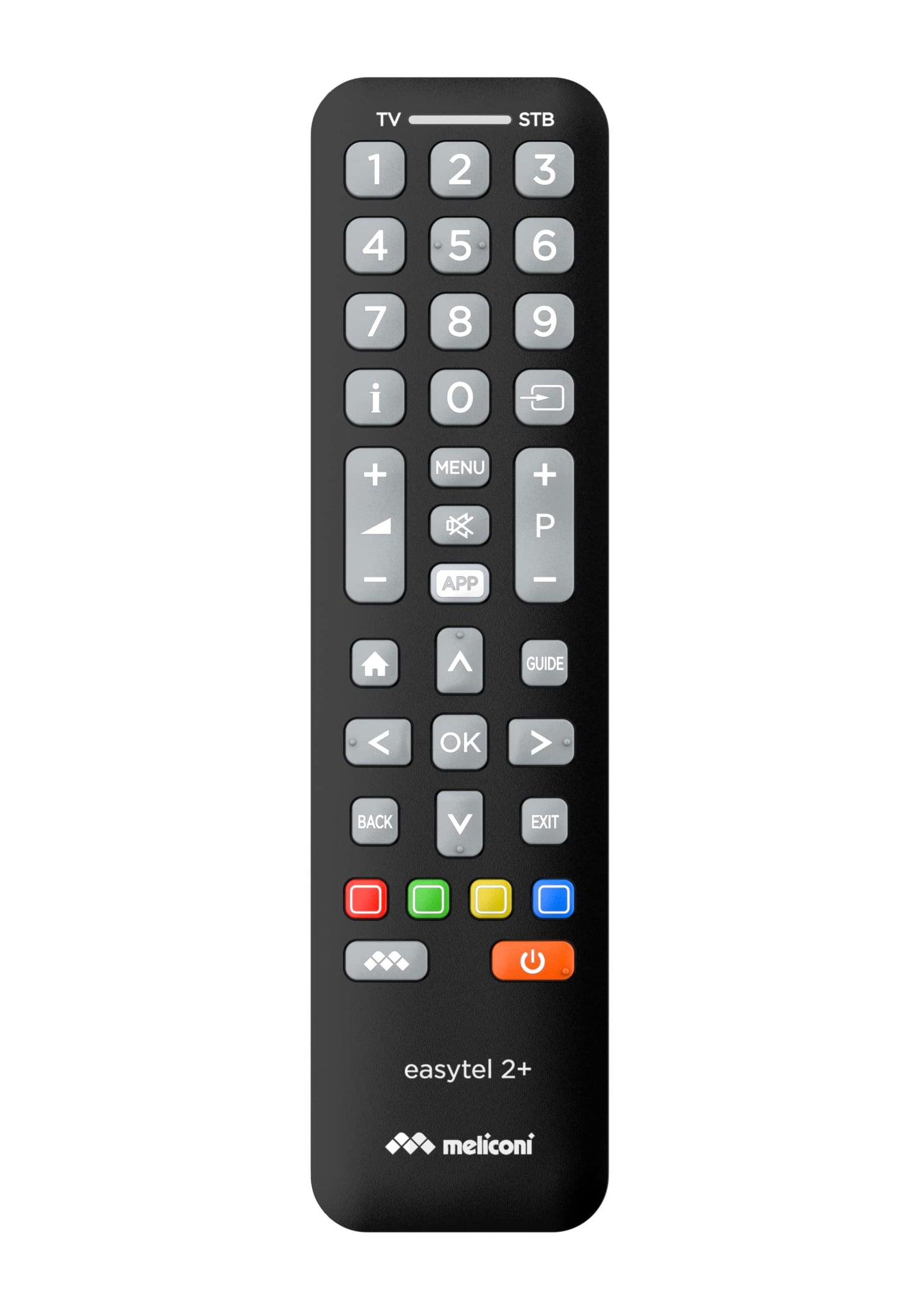 Meliconi Easytel 2+, Universāla 2-in-1 tālvadības pults, tālvadības pults saderīga ar Samsung, LG un Sony un citām markām, aizstāj tālvadības pultis 2 ierīcēm, TV, digitālajiem un satelīta dekoderiem.