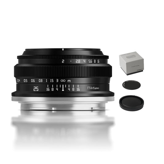 TTArtisan APS-C 25 mm F2 metāla korpusā, saderīgs ar Nikon Z stiprinājumu, melns