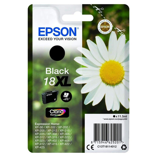 Epson 235M255 18XL Black Ink - Compatible with XP-305, XP-402, and more, standard packaging, high yield.