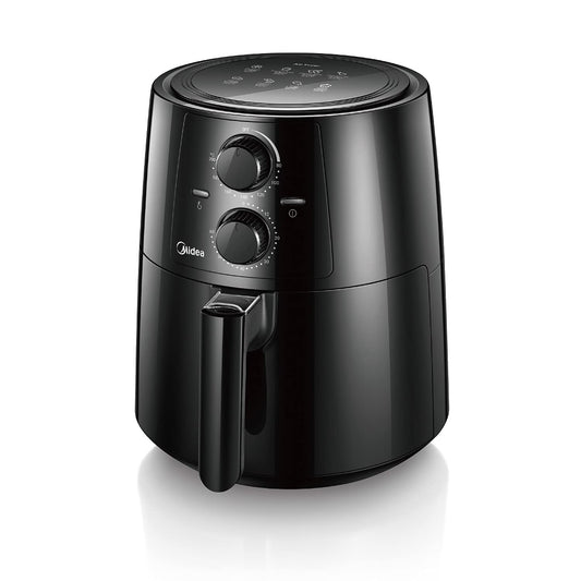 Midea MF-TN35A2 - 3.5L air fryer, 1450W, oil-free, 0-200℃, 60 min timer, black color.