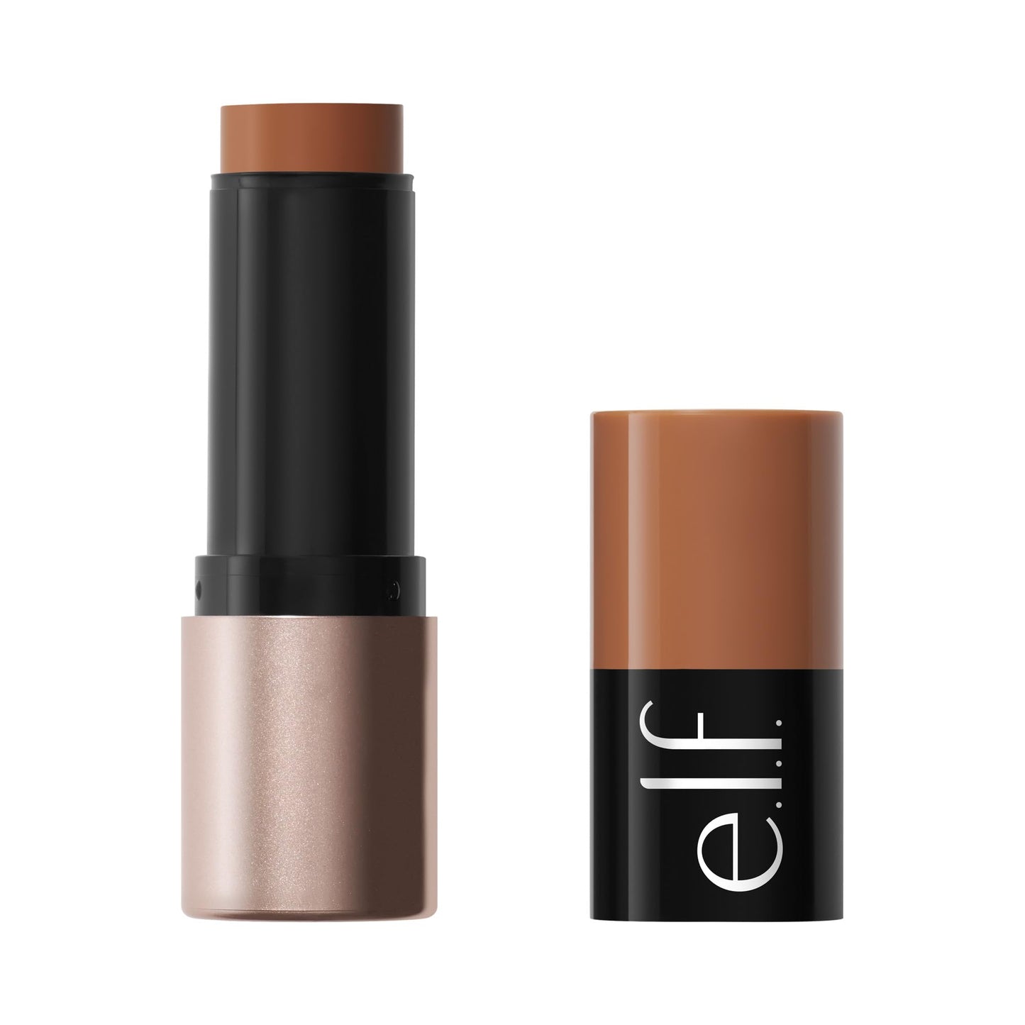 Krēmveida bronzeris e.l.f. Soft Glam Cream Bronzer Stick, veidojams, ilgnoturīgam izteiksmīgam mirdzumam un satīna finišam, izskrūvējams zīmulis, vegānisks un bez testēšanas uz dzīvniekiem, gaišs, vidējs/iedeguma