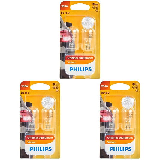 Philips 12067B2 stikla bāzes spuldze W16W, 2 gab. komplekts blisterī (iepakojums ar 3)