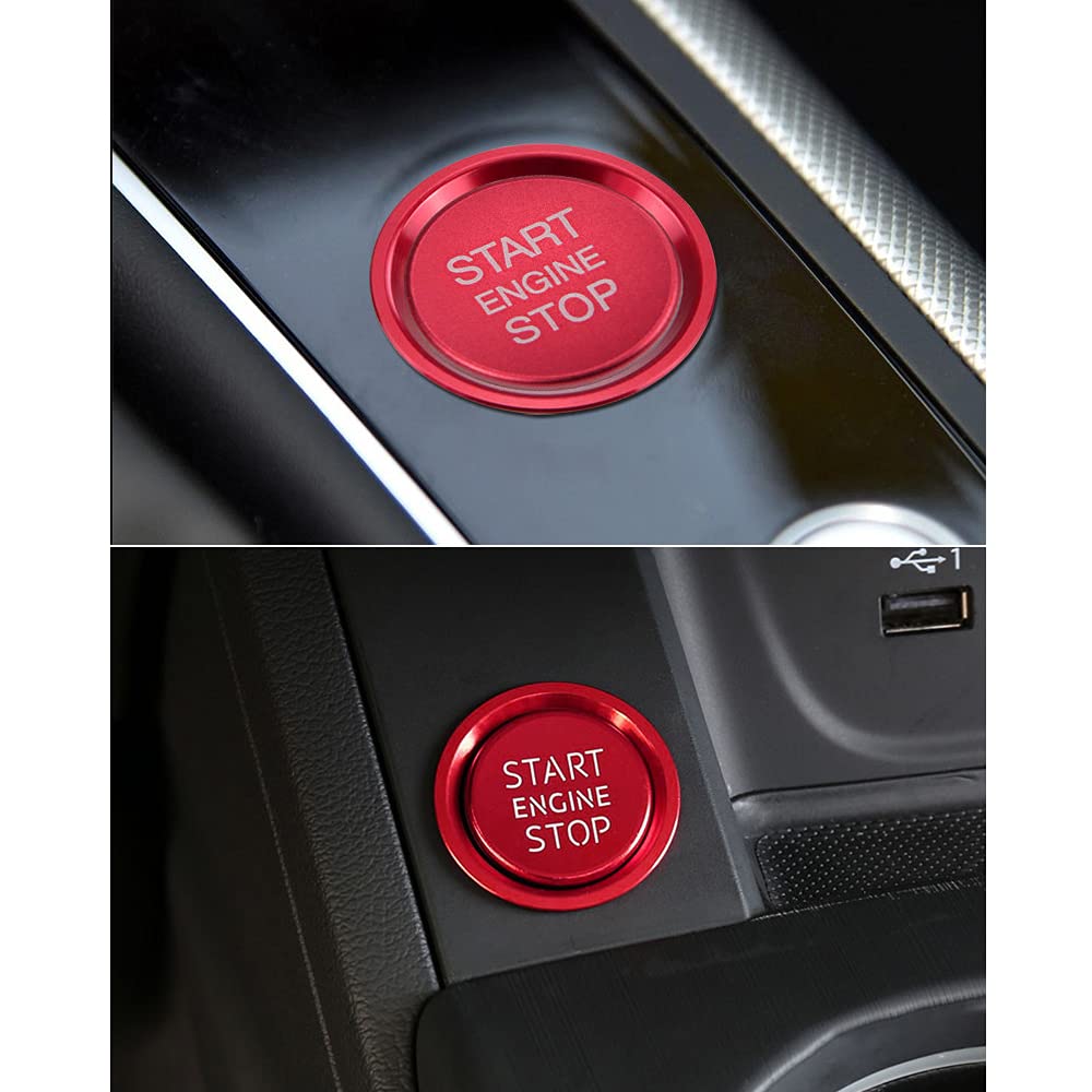 Auto start-stop pogas uzlīme VDARK Audi A4 A5 A6 A7 A8 Q5, alumīnija sakausējuma dekoratīvs vāciņš, sarkans