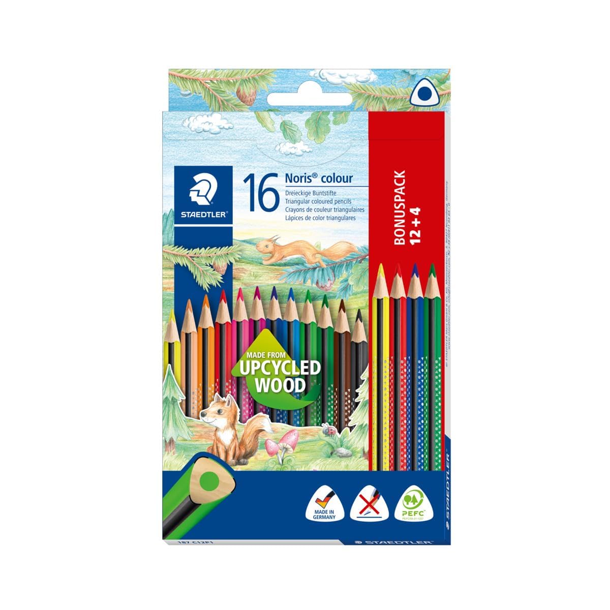 Krāsainie zīmuļi STAEDTLER Noris colour 187 – 16 gab. komplekts, trīsstūrveida