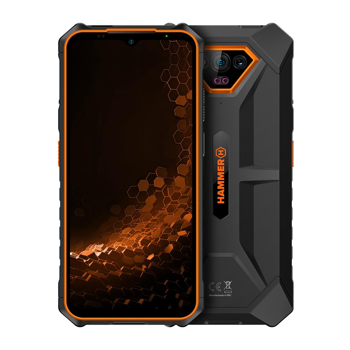 Hammer Iron V - Izturīgs, ūdensizturīgs, Dual-SIM, 6320 mAh akumulators, Android 13, 64GB, 50-Mpx nakts redzamības kamera, Oranžs