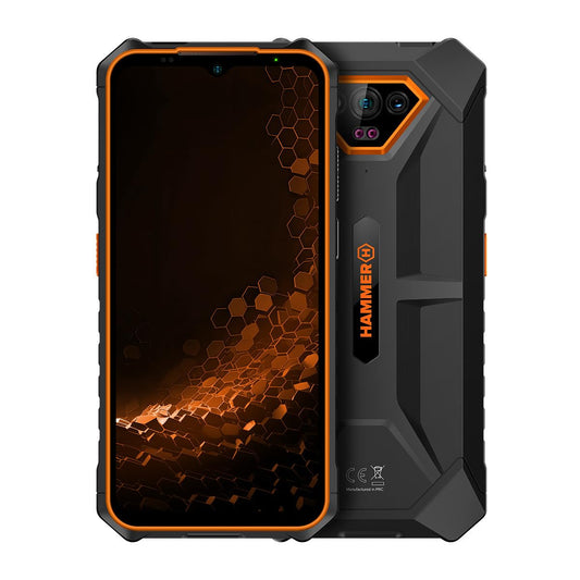 Hammer Iron V - Izturīgs, ūdensizturīgs, Dual-SIM, 6320 mAh akumulators, Android 13, 64GB, 50-Mpx nakts redzamības kamera, Oranžs