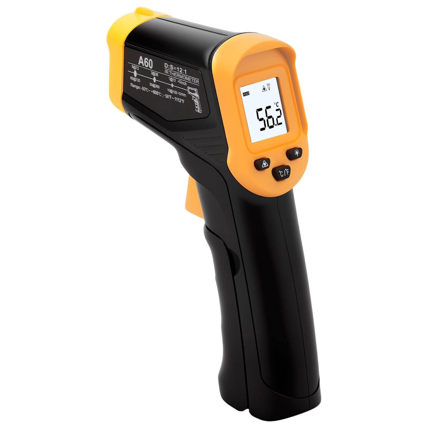 Infrasarkanais termometrs -50–600 °C ar LCD displeju un lāzeru