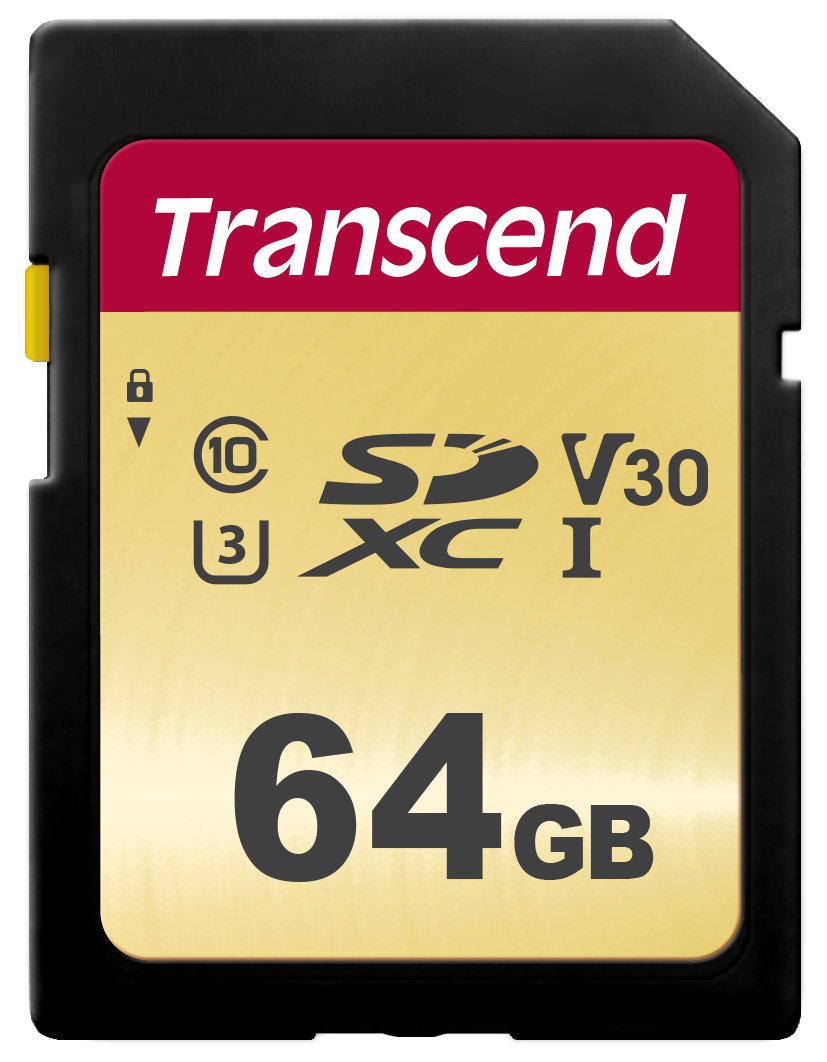 Transcend 64GB SDXC/SDHC 500S - 95 MB/s read, 65 MB/s write, eco-friendly packaging, high-speed memory card