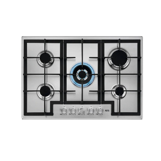 AEG HGB75400SM Slim Line gāzes plīts, 75 cm, 5 degļi, nerūsējošais tērauds