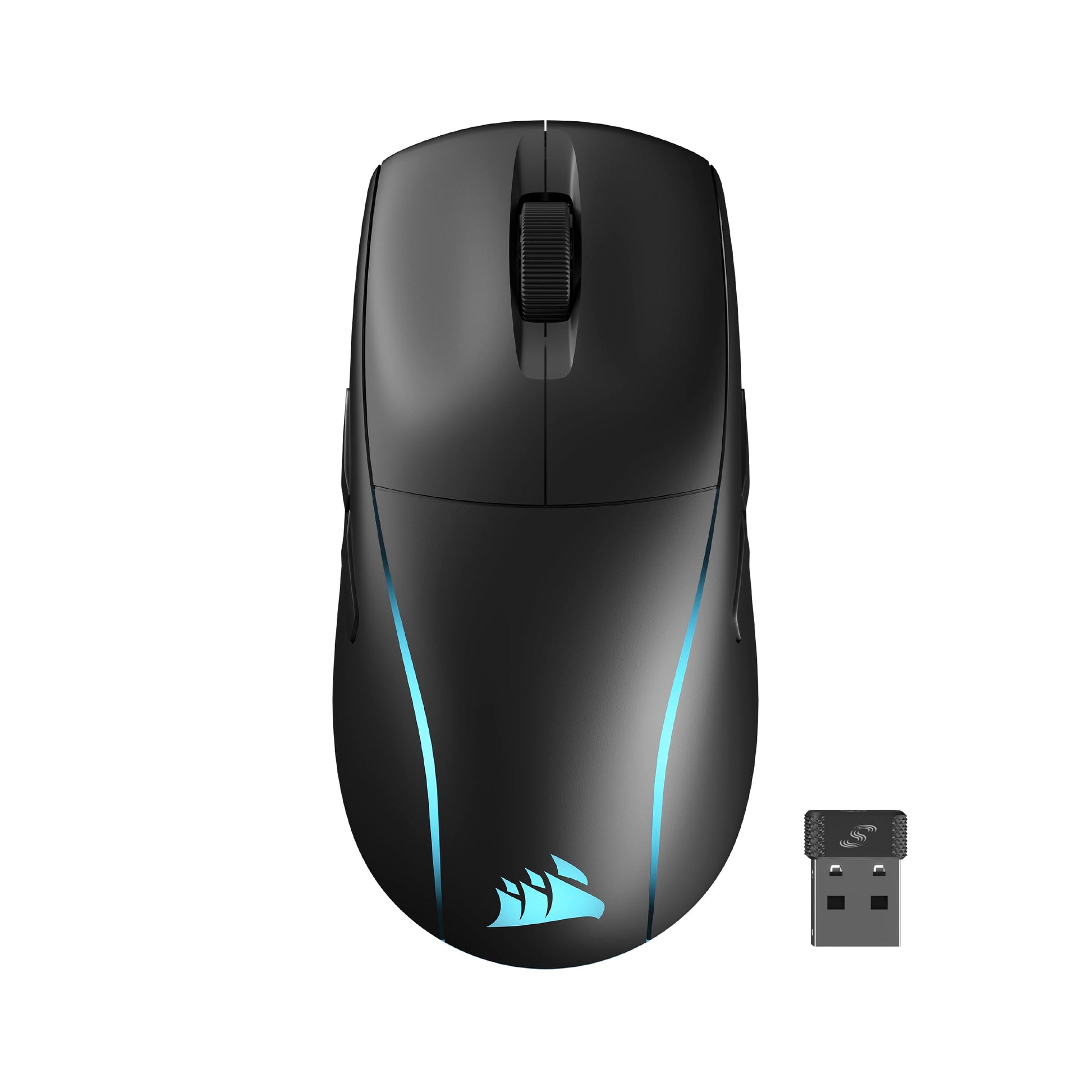 Corsair M75 bezvadu RGB spēļu pele - 26 000 DPI, maināmas sānu pogas, iCUE saderīga, melna, PC.