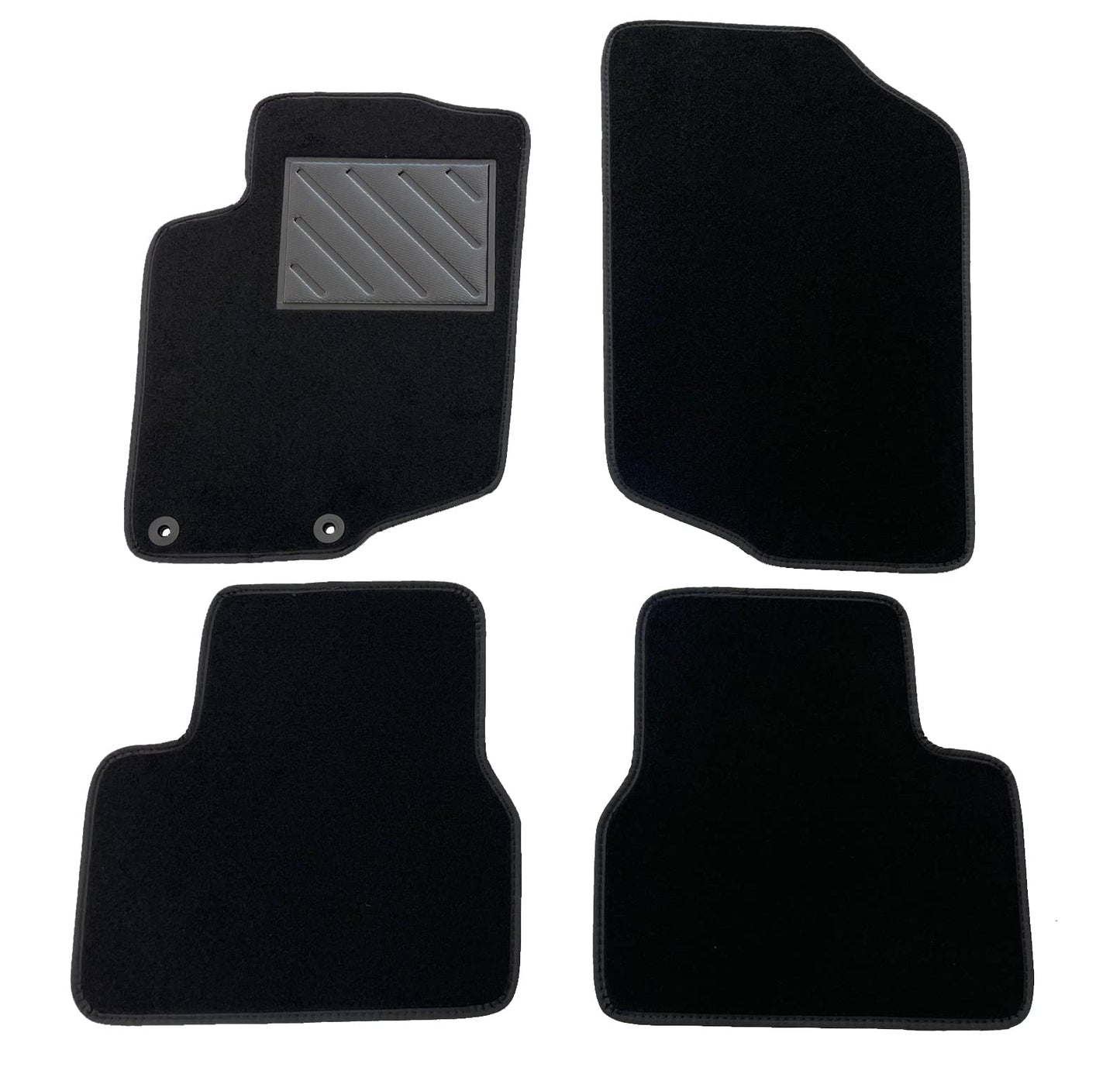 Paklājiņi Peugeot 207 no 2007-2012, precīzi pielāgoti, neslīdoši, papēža aizsargi no pastiprināta gumijas, stiprinājuma pogas