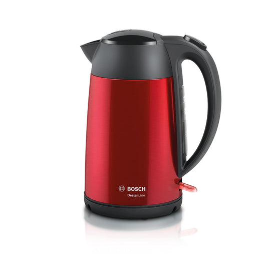 Bosch DesignLine TWK3P424 - bezšļakatu izliešana, ūdens līmeņa indikators, 1,7 L, 2400 W, sarkana tējkanna