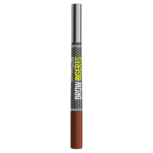Uzacu zīmulis Maybelline New York Brow Inserts 2-in-1, brūns Medium Brown 4, 1 Stk., ar 3 daļu mikrogalviņu un šķiedru želeju līdz 36H noturībai, ūdensizturīgs un noturīgs pret izsmērēšanos
