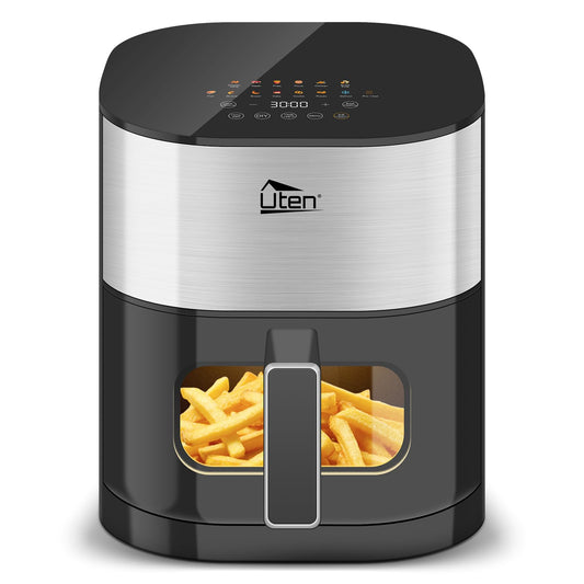 Uten Dual Blaze karstā gaisa fritieris 5,5 L - 14 programmas, skata logs, nerūsējošs tīkls, 2 siltuma avoti, energoefektīvs