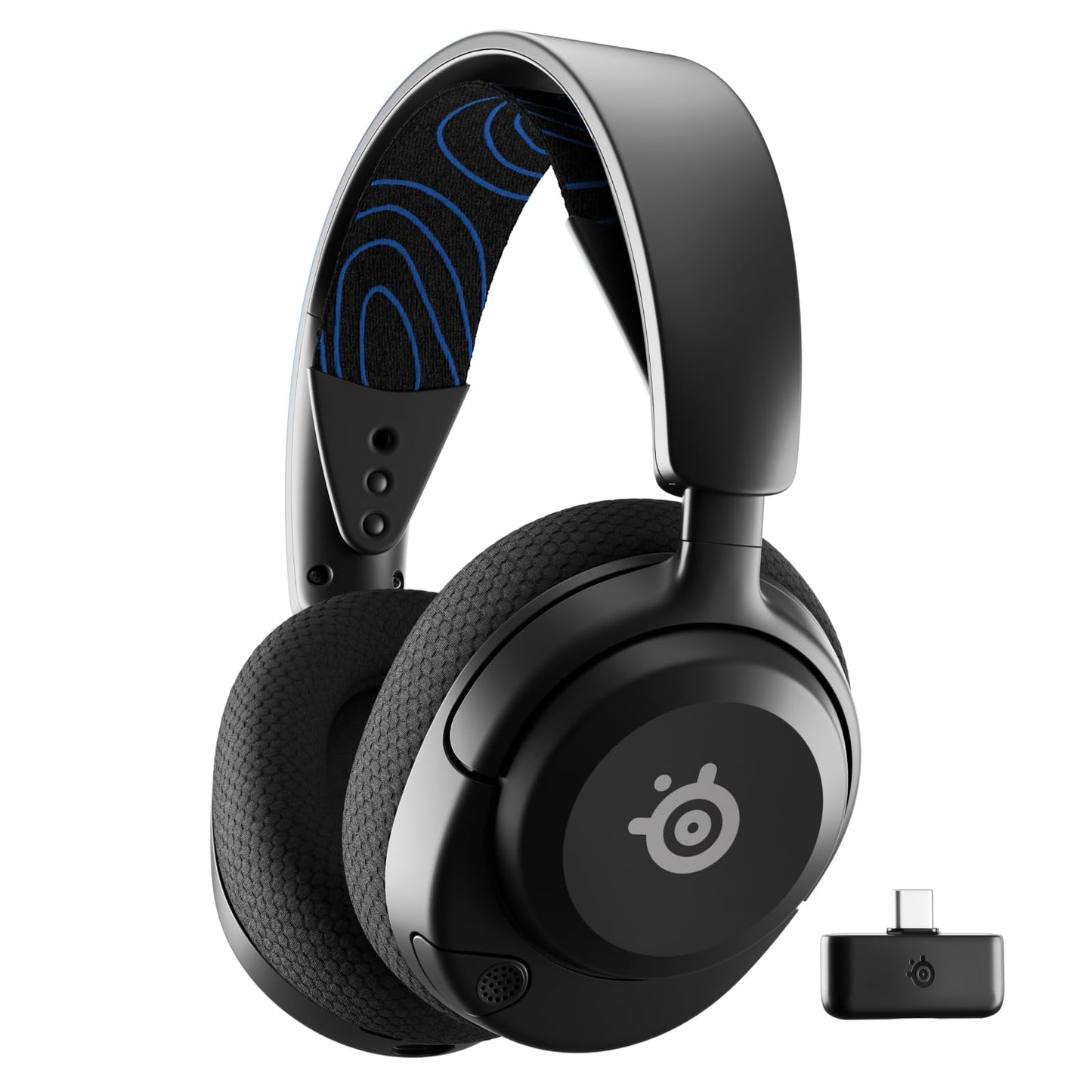 Bezvadu gaming austiņas SteelSeries Arctis Nova 5P PS5, PC, tālrunim – magnētiskie neodīma draiveri, 100+ audio iestatījumi, 60 st. akumulators, 2,4 GHz vai BT, ClearCast Gen2.X mikrofons