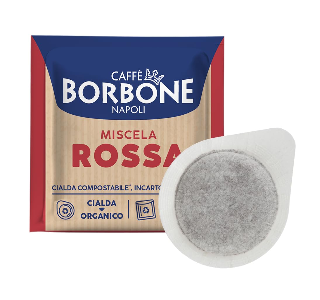 Caffè Borbone kompostējamas kafijas kapsulas, sarkanais maisījums, 150 kapsulas, videi draudzīgs iepakojums, saderīgas ar ESE System papīra kapsulām 44 mm