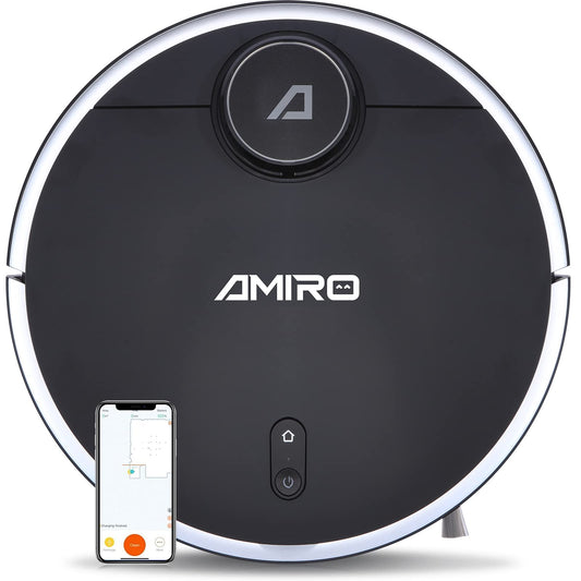 AMIRO R5 putekļu sūcējs - LiDar tehnoloģija, 2200Pa sūkšanas jauda, mazgāšanas funkcija, ideāli cietiem grīdas segumiem.