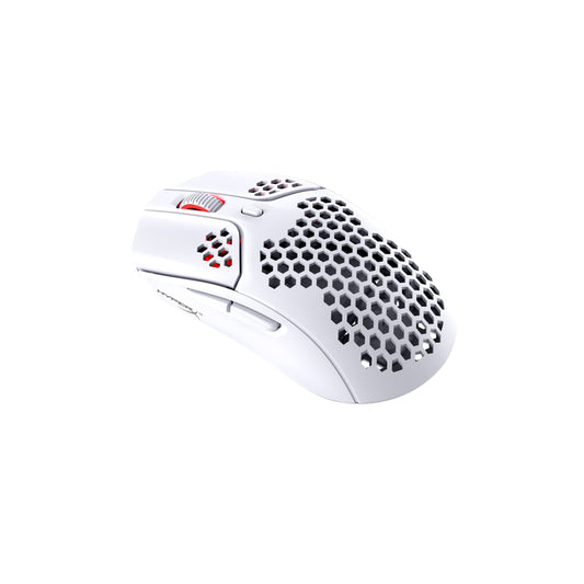 HyperX Pulsefire Haste – īpaši viegla bezvadu spēļu pele, 62g, 100 stundu akumulatora, 16000 DPI, 6 programmējamas pogas, balta/rozā