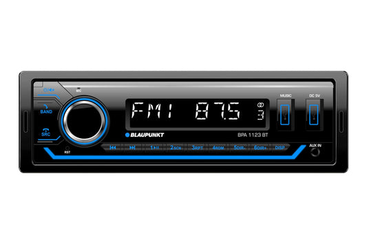 Blaupunkt BPA 1123 BT, 1-DIN autoradio, FM-RDS, Bluetooth, brīvroku ierīce, 2xUSB, Aux ieeja, Sub-Out, multikolora, 200 Watt