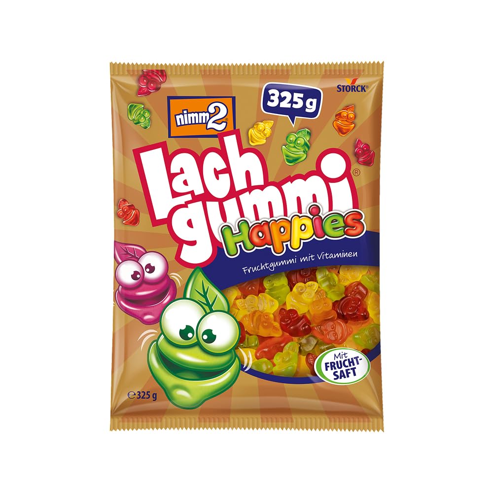 Košļājamās želejkonfektes nimm2 Lachgummi Happies, augļu želejkonfektes, 1 x 325 g