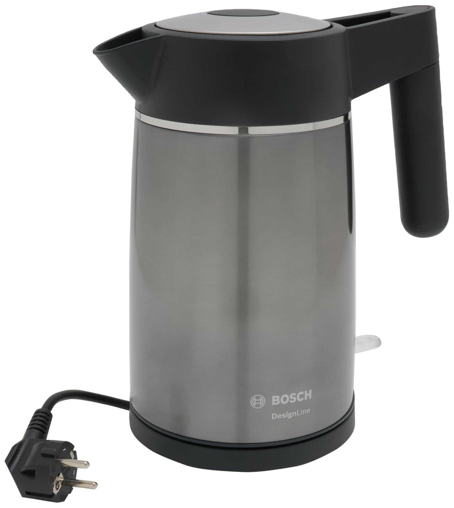 Bosch bezvadu tējkanna DesignLine TWK5P475 - 1,7 L, 2400 W, krūzīšu indikators, pārkaršanas aizsardzība, pelēka.