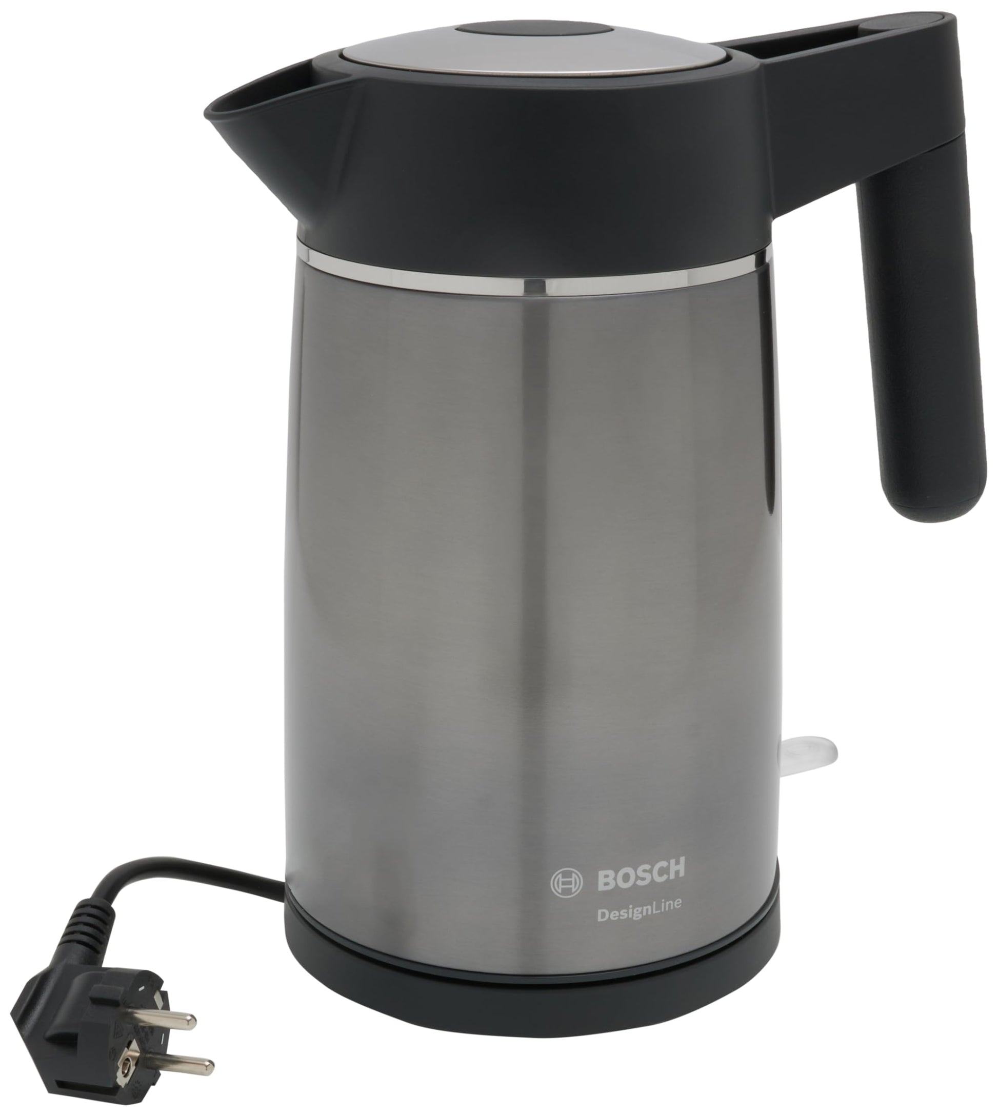 Bosch bezvadu tējkanna DesignLine TWK5P475 - 1,7 L, 2400 W, krūzīšu indikators, pārkaršanas aizsardzība, pelēka.