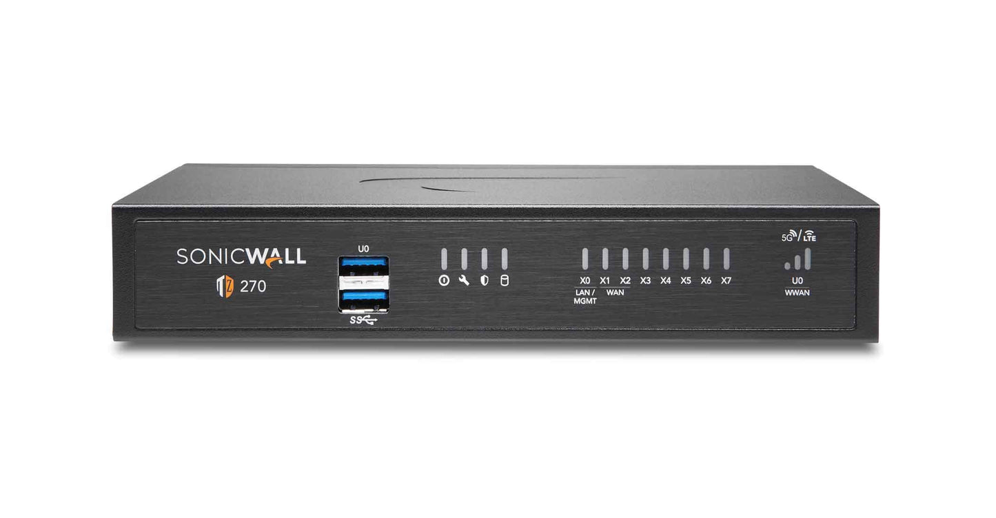 Sonicwall TZ270 Total Secure - 1GADS Essential Edition (02-SSC-6841) | TZ270 tīkla drošības ierīce ar 1 gada Essential Protection Service Suite | Nākamās paaudzes ugunsmūris