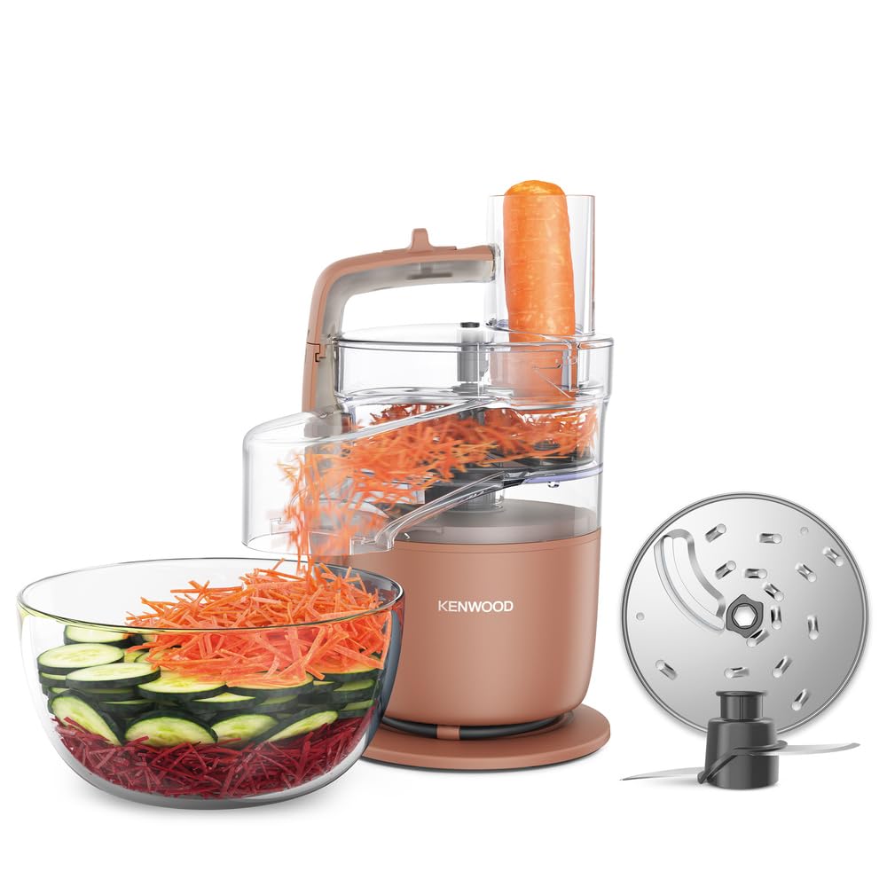 Kenwood MultiPro Go FDP22.130RD, virtuves kombains, griešana, šķēlēšana, rīvēšana, samazināšana biezenī un mīcīšana, 360° Express Serve, bļoda 1,3 l, mīcīšanas asmeņi, 4 mm disks, 650 W, tonis sarkans