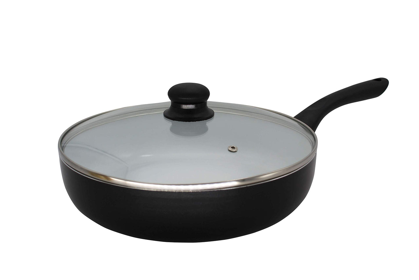 Karl Krüger 81126 alumīnija panna Rīga - 28 cm, melna spīdīga, ar stikla vāku, izturīga un viegli tīrāma.