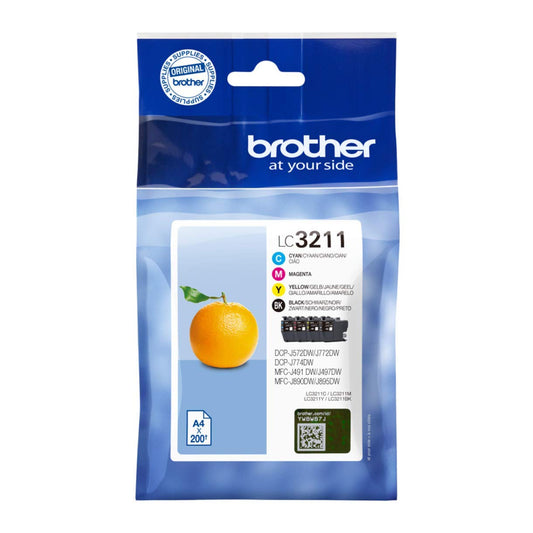 Brother LC-3211VAL Ink Cartridge - Black, Cyan, Magenta, Yellow, 200 pages, compatible with DCP-J774DW, MFC-J890DW, MFC-J895DW