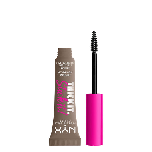 Uzacu tuša NYX Professional Makeup Thick It. Stick It! Brow Mascara, līdz 16 h noturība, tonētām un pilnīgākām uzacīm, Taupe (brūns)