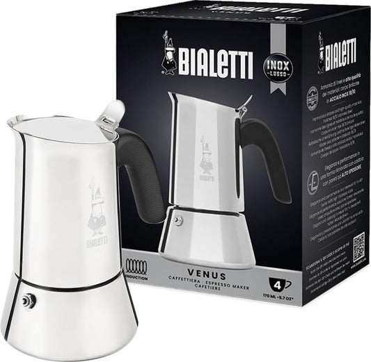 Indukcijas kafijas moka kanna Bialetti Venus, nerūsējošais tērauds, 4 tasēm (170 ml), sudraba