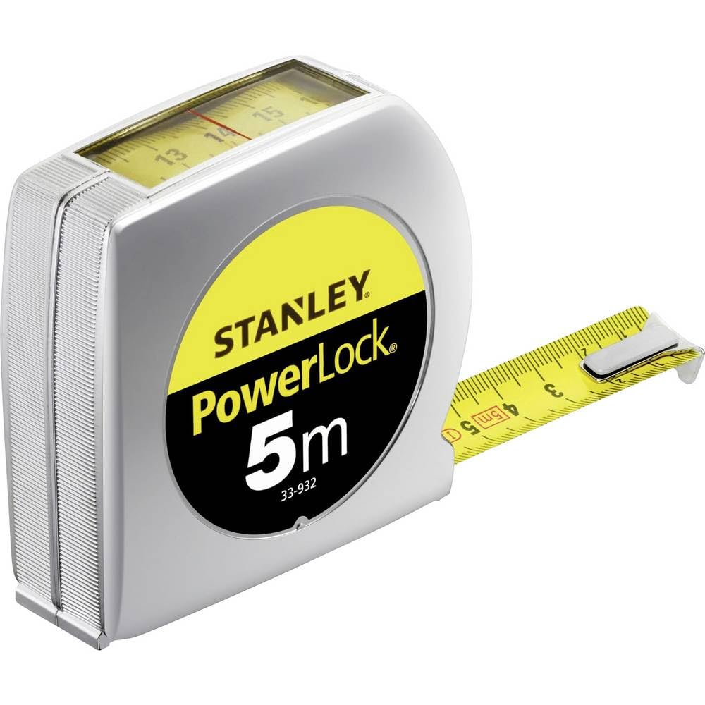 Mērlente STANLEY Powerlock 0-33-932, 5 m, ar skata lodziņu, īpaši izturīgu lenti, Mylar aizsargslāni un jostas klipsi