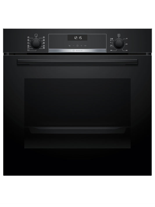Iebūvējamā cepeškrāsns Bosch HBG537BB4, 60 x 60 cm, 6. sērija, Air Fry funkcija, 10 automātiskās programmas, 3D karstais gaiss vienmērīgam siltumam 3 līmeņos, tīrīšanas atbalsts ar ūdens tvaiku, melna