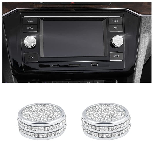 BLINGOOSE VW piederumi spīdīgs skaļuma regulatora pogas uzlīmes dekors, interjera aksesuāri Volkswagen Golf GTI Tiguan Jetta Atlas Taos, kristāls, 2 gab.