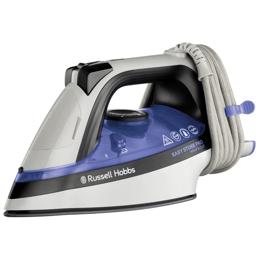 Russell Hobbs Wrap & Clip Steam Iron - 2400W, 180g steam boost, 320ml tank, ceramic soleplate, self-cleaning function