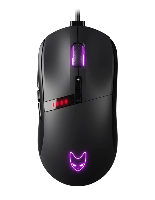 Oversteel Invar USB spēļu pele - 12400 DPI, 9 programmējamas pogas, 10 RGB režīmi, ergonomisks, melns, PC/Mac.